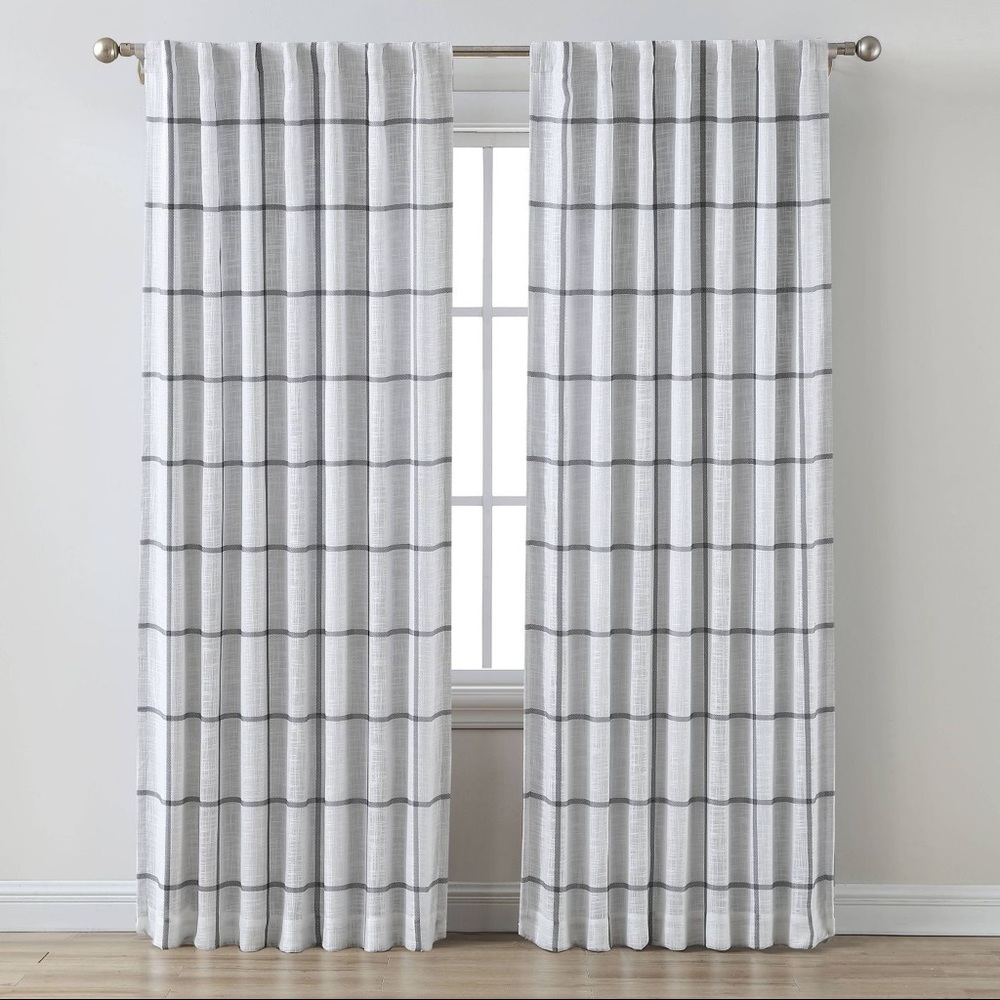 COPY - Threshold Blackout Window Curtain Panel Gray Stripe! 84x50” - Picture 1 of 7